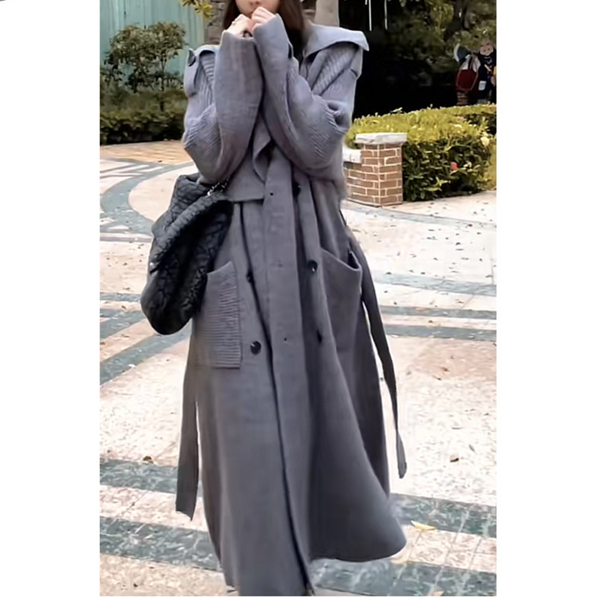 High-end Thickened Long Heavy-duty Windbreaker Sweater Jacket