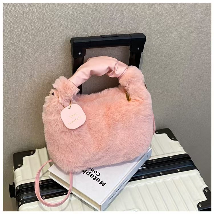 Advanced Plush Handbag 2025 New Fashionable And Versatile Single Shoulder Crossbody Bag - Korean Pink