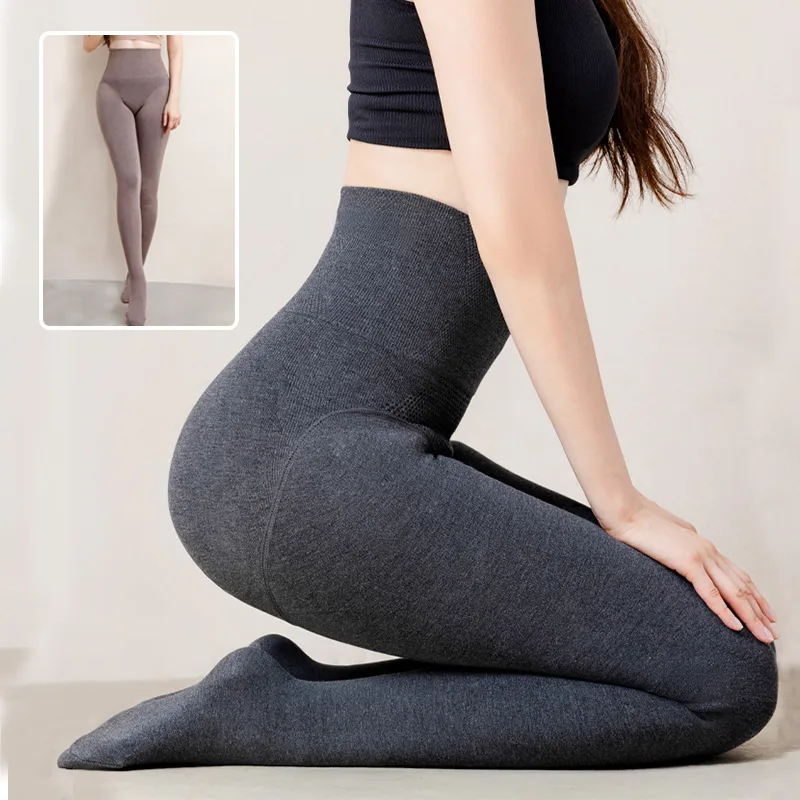 Winter High Waist Leggings with Sock Fashion Slim Pantyhose