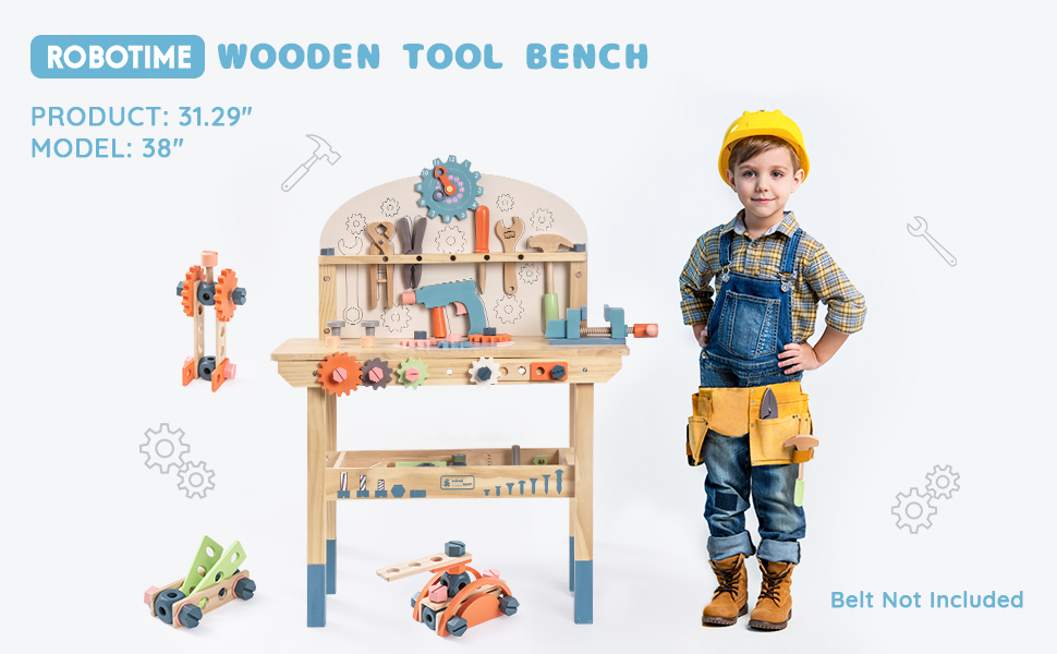 ROBOTIME Workbench Play Set Toddlers Kids Pretend Tool Bench Toy Workshop Toys
