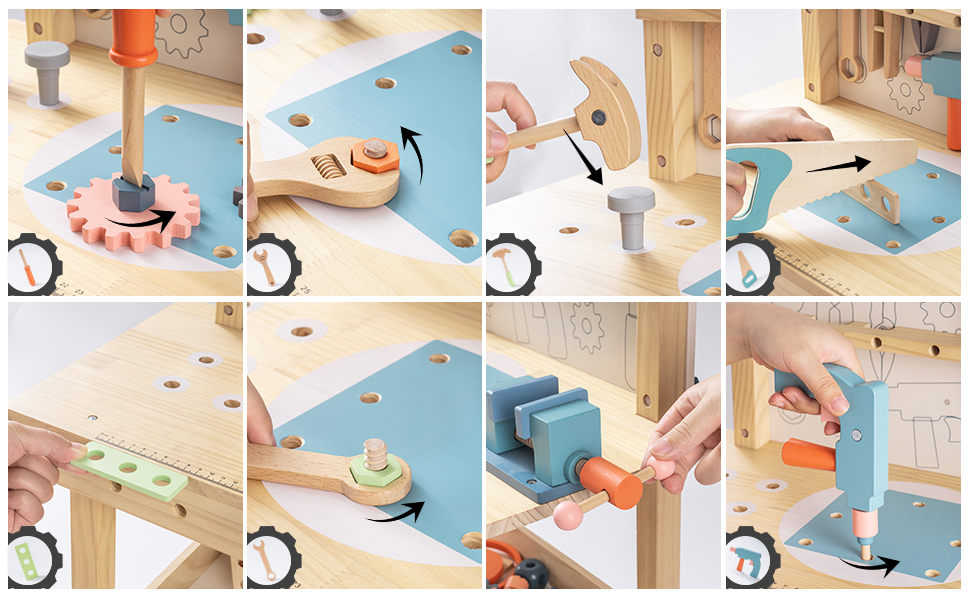 ROBOTIME Workbench Play Set Toddlers Kids Pretend Tool Bench Toy Workshop Toys