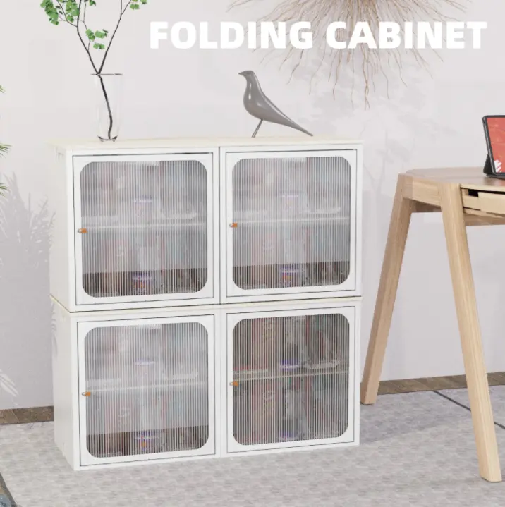 Single Sturdy Convenient Fordable Cabinet, Durable Steel-Wood