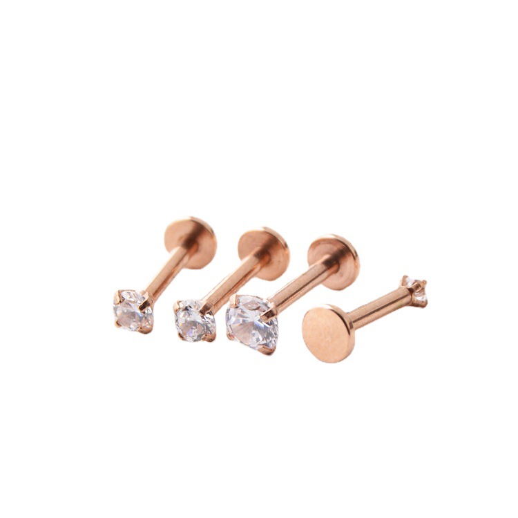 Titanium Steel Piercing Jewelry With Diamond Zircon Inner