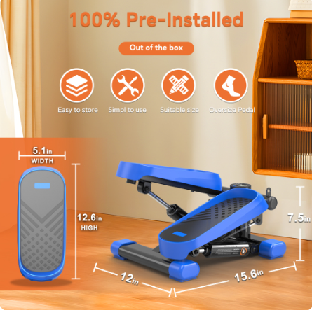CD Monitor Downloads Home Office Exercise 330LBS Capacity Mini Stepper With Resistance Bands And LCD
