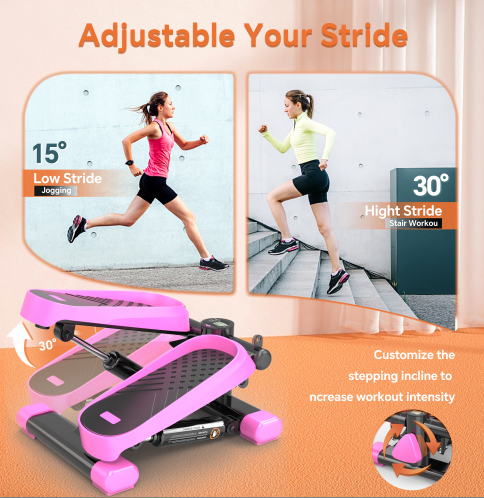 CD Monitor Downloads Home Office Exercise 330LBS Capacity Mini Stepper With Resistance Bands And LCD