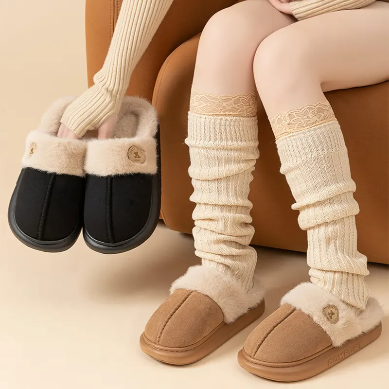 New Plush Slippers For Women Men Winter