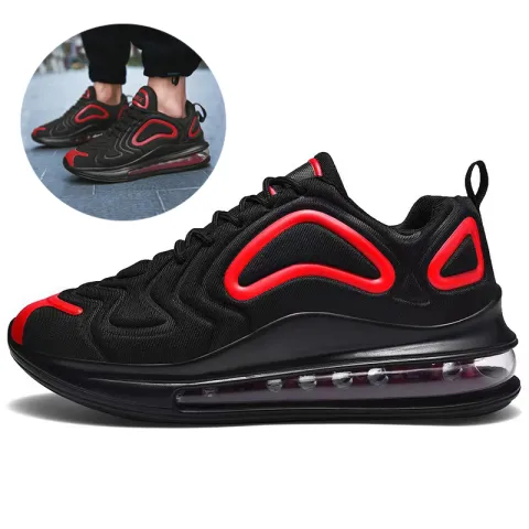 Casual Air Cushion Black Shoes Men Outdoor Breathable Lace-up