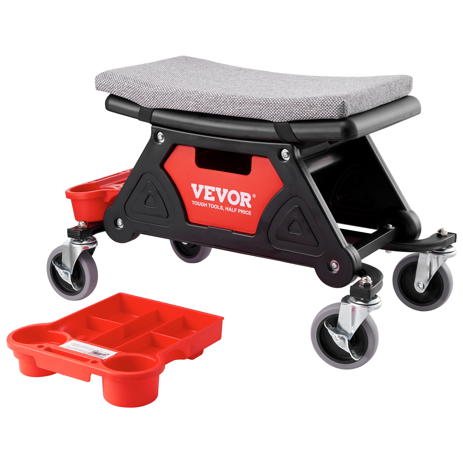 VEVOR Rolling Mechanics Stool 300LB with Tool Trays Drawer for Garage