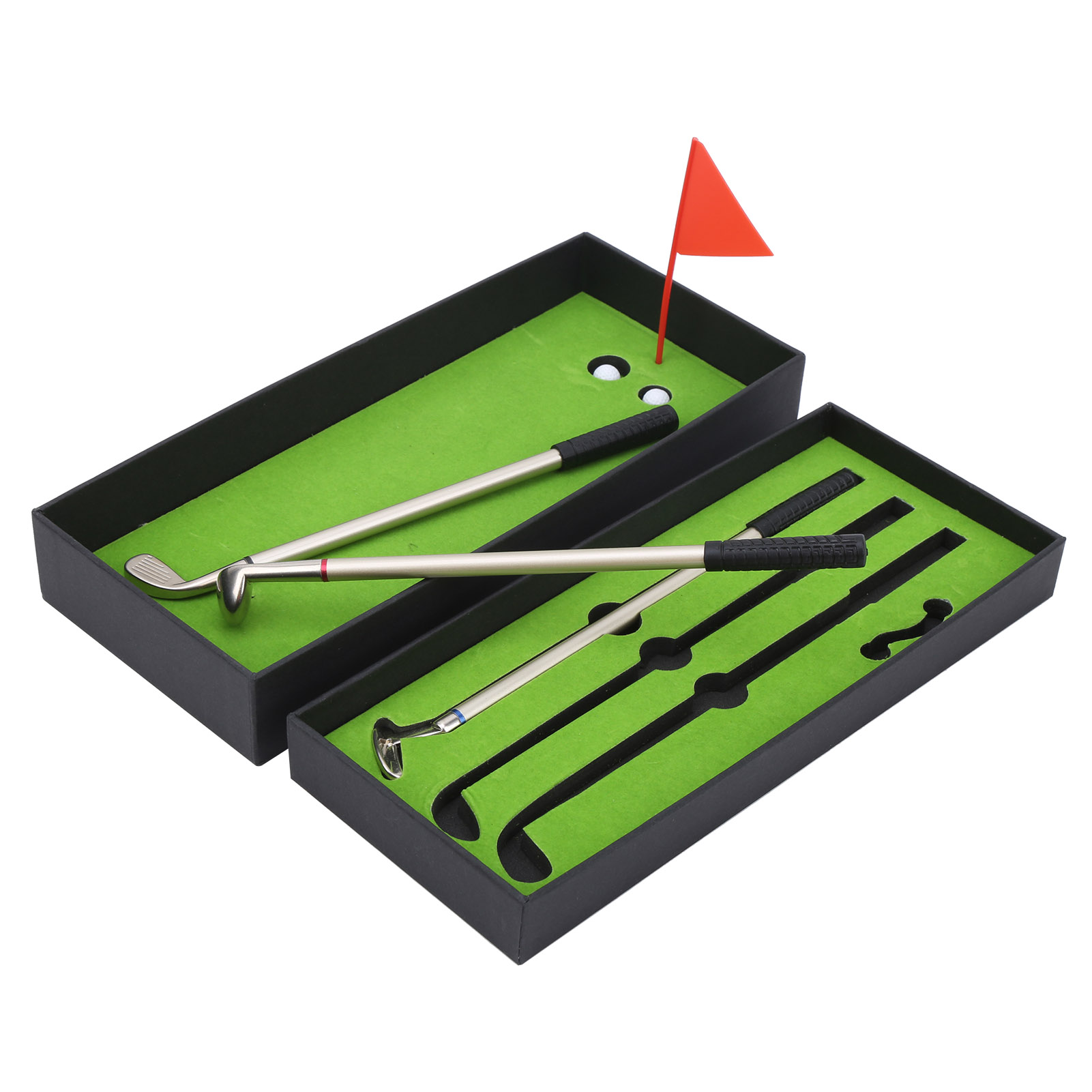 Mini Desk Games Box Green Driving Range with Golf Club Pens Balls Flag Gift Desk