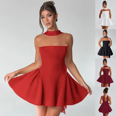 Sexy Tube Top Dress with Back Zipper Design Fashion