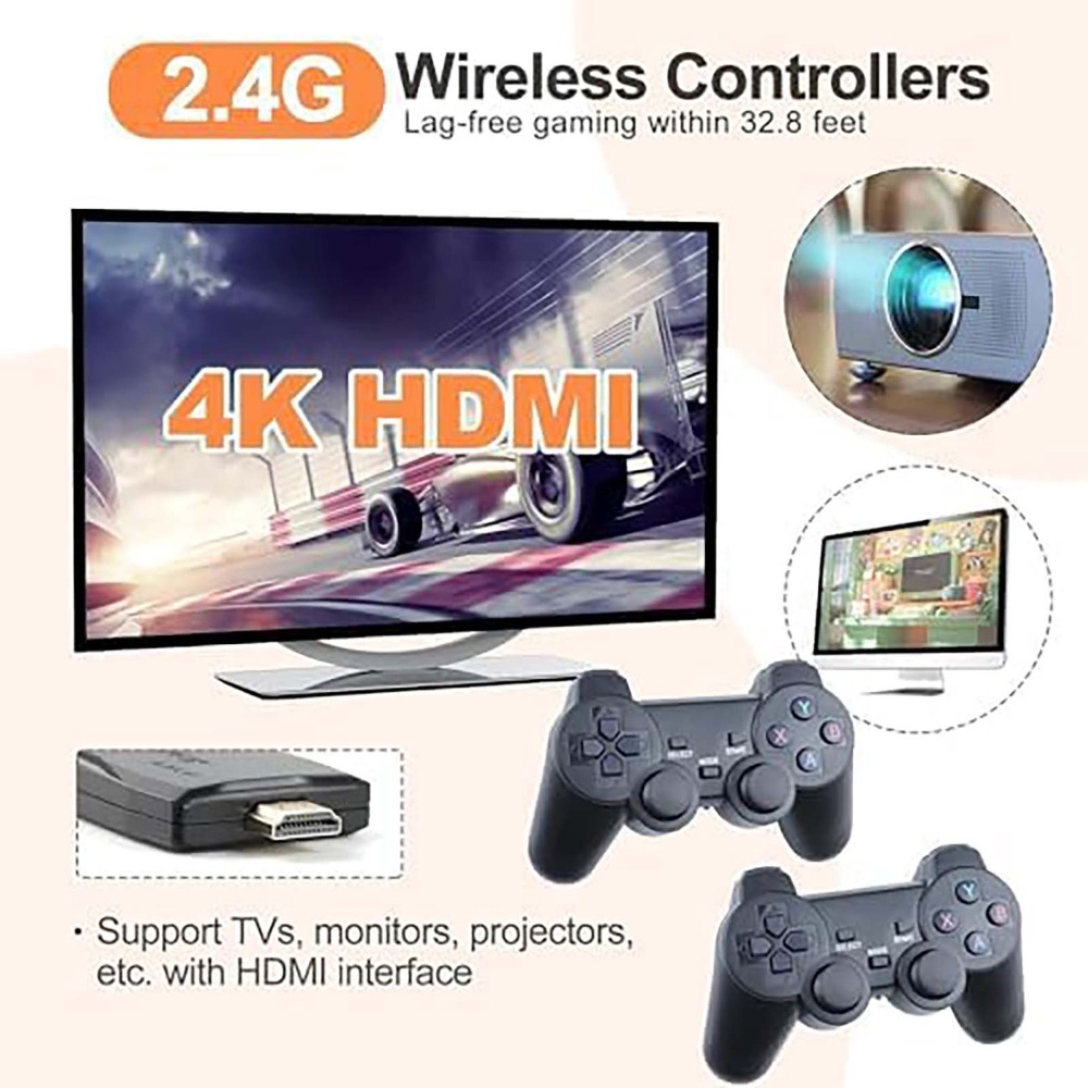 M8 Portable Mini Gamepad, Plug & Play, With 2 Wireless Controllers And A 64G Micro SD Card, HDTV Game Console - Image 9