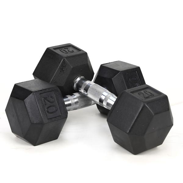 20LB 2 HDRS Rubber Coated Solid Cast Iron Dumbbells, Not Shipped On Weekends - Image 4