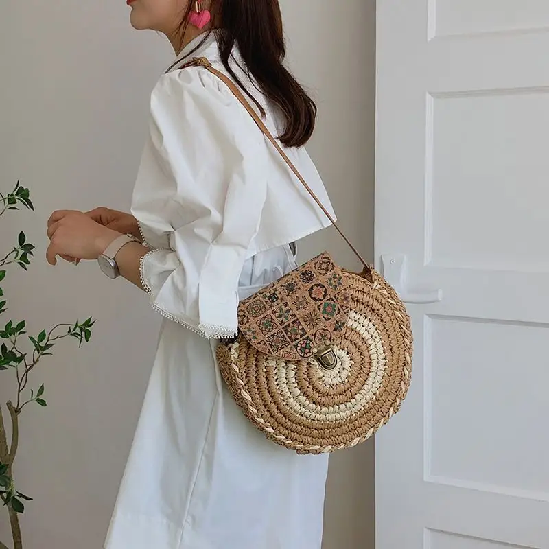 Shoulder Straw-weaved Crossbody Beach Casual Ethnic Style Mini