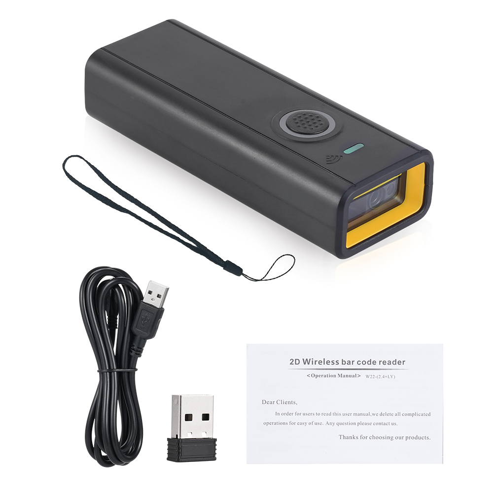 Bisofice 1D/2D Barcode Scanner 2.4G Wireless/BT/USB Wired Connection Mini Barcode Reader Support Screen and Paper Codes Plug&Play Compatible with Window/Linux/Mac System for Library Book