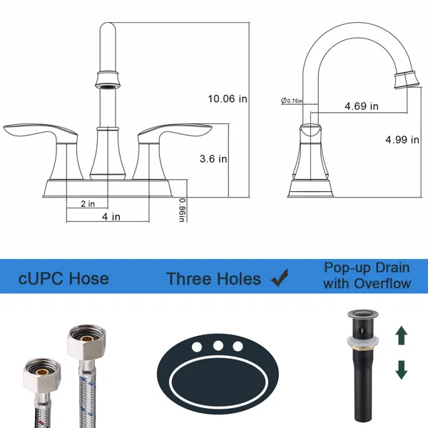 2 Handles 4-inch Oil Wiped Bronze Bathroom Faucet, Banned From Amazon Platform, Unable To Ship On Weekends