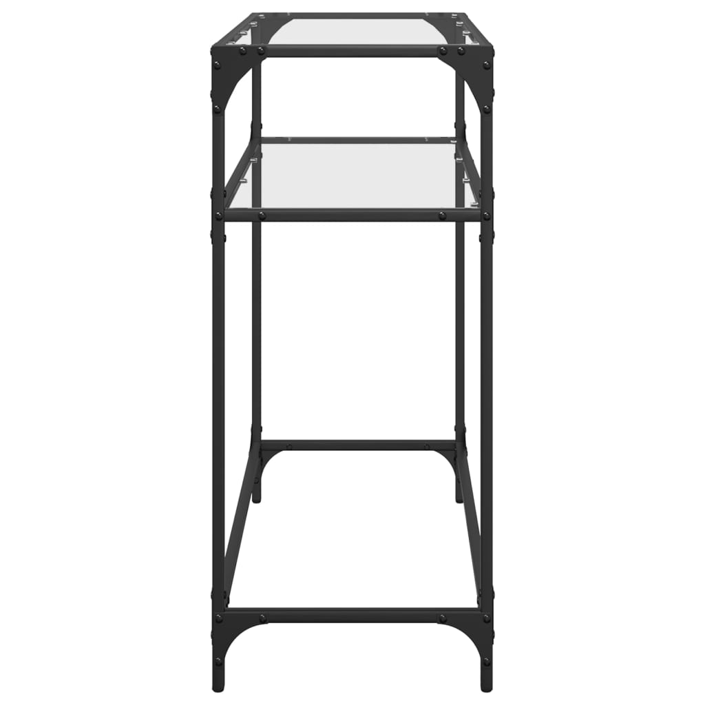 vidaXL Măsuță de cafea, blat din sticlă transparentă, 80x35x81 cm oțel
