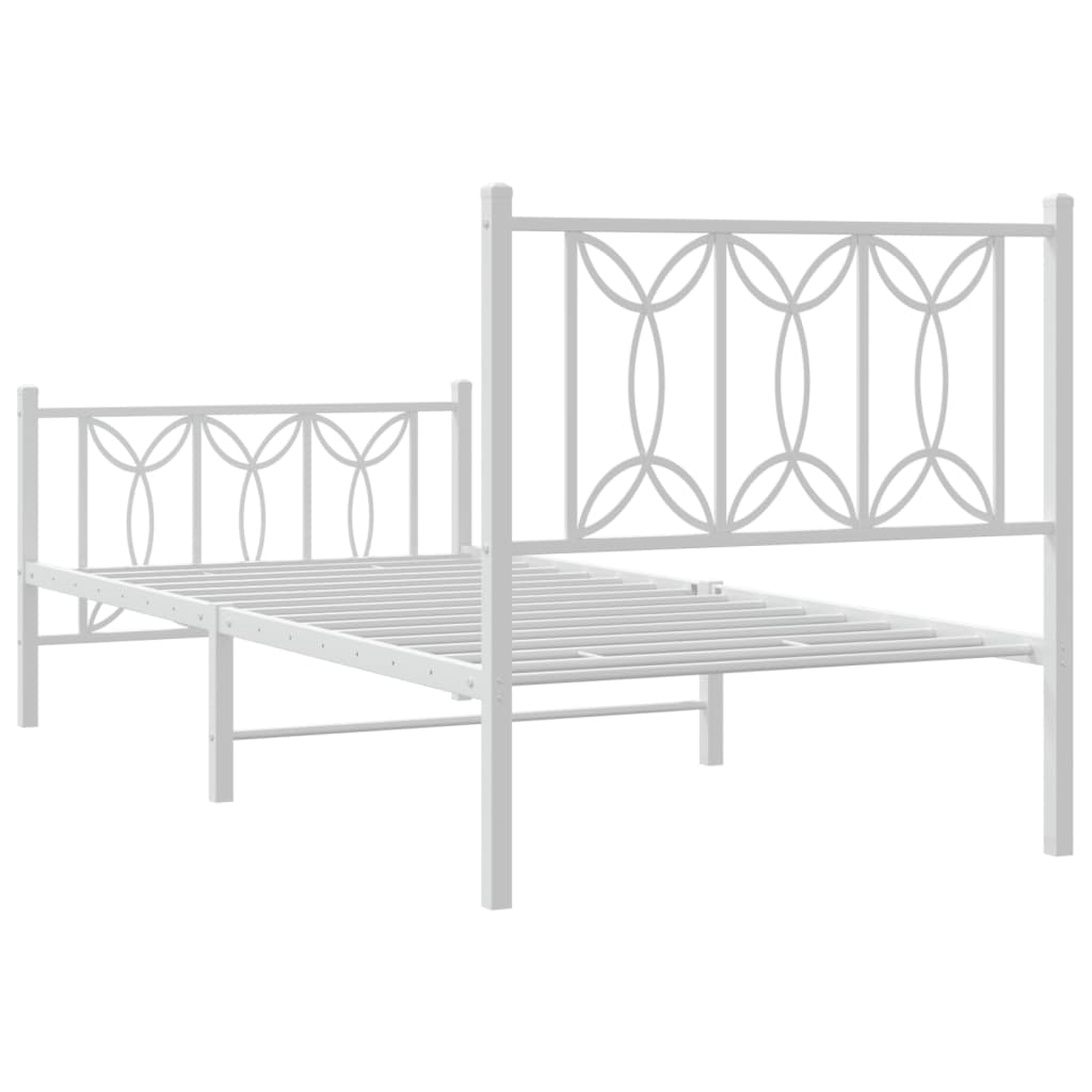 vidaXL Cadru de pat metalic cu tăblie de cap/picioare, alb, 80x200 cm