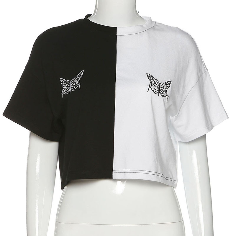 Title 1, Butterfly embroidery street beat contrast stitc...