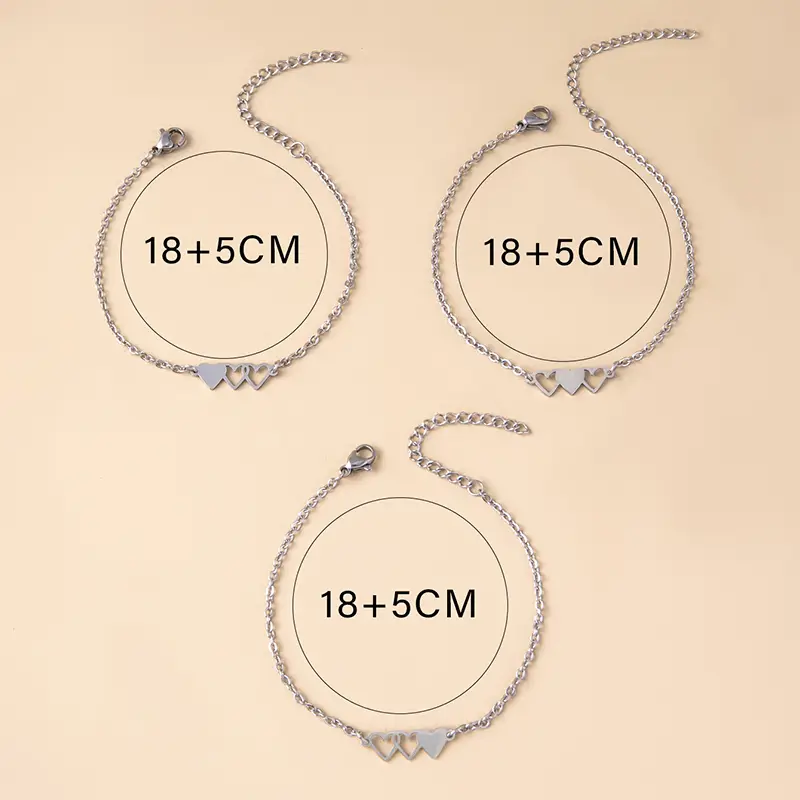Love Heart Charms Chain Bracelets For Sisters Best Friends