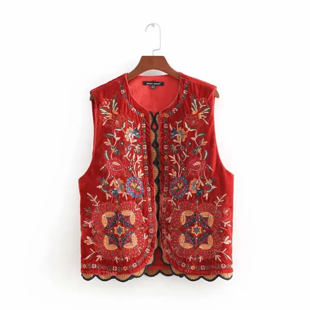 Women's Dress Ethnic Style Embroidery Waistcoat Red - Shop at LoveMi
