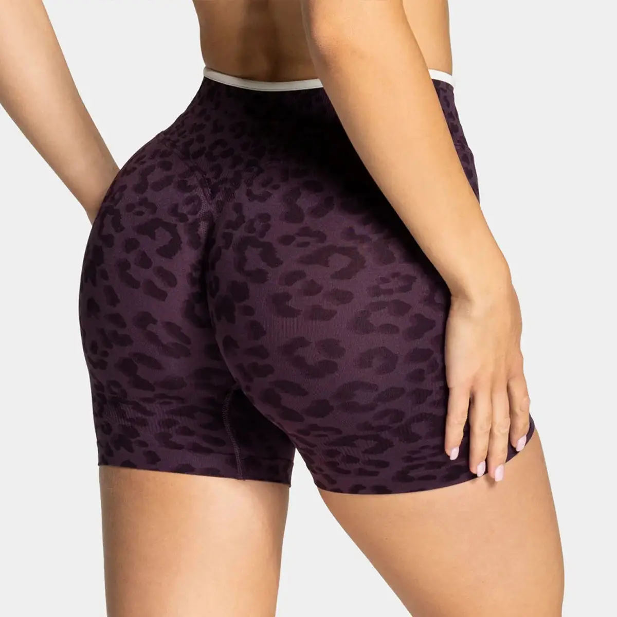 Quick-dry Seamless Yoga Shorts With High Elasticity, Tummy Control, Color-blocked High Waist, Butt-lifting Design, Tight Fit, Suitable For Outdoor Wear, Running