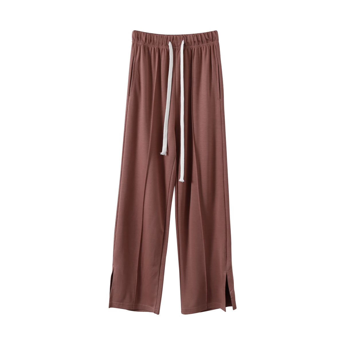 Title 2, High Waist Slit Slim Casual Wide Leg Trousers