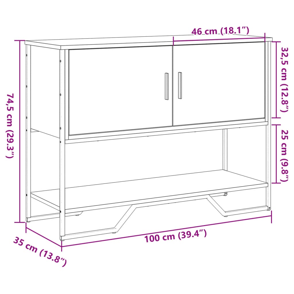 vidaXL Măsuță consolă, stejar maro, 100x35x74,5 cm, lemn prelucrat