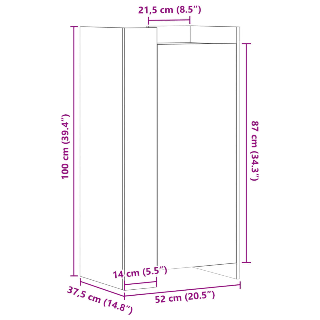 vidaXL Pantofar, negru, 52x37,5x100 cm, lemn prelucrat