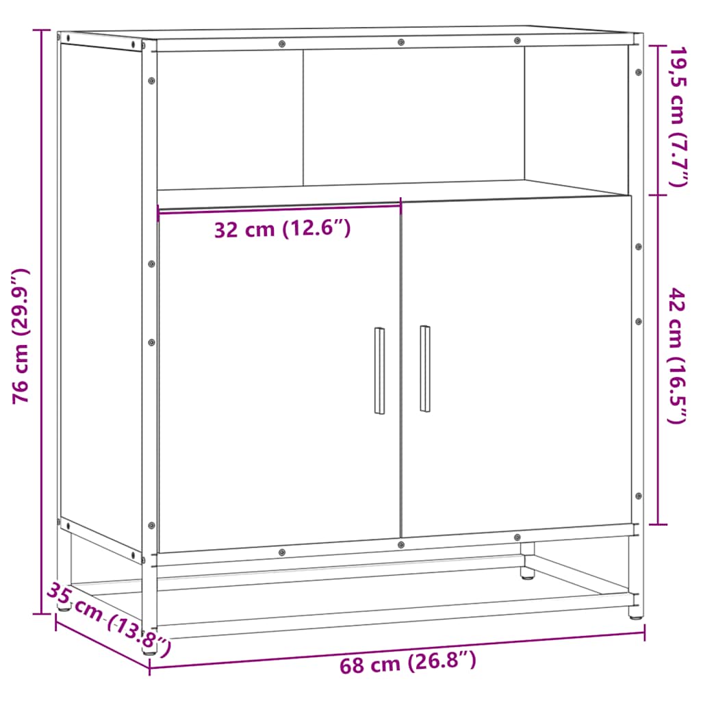 vidaXL puhvetkapp Sonoma tamm 68x35x76 cm Engineered Wood
