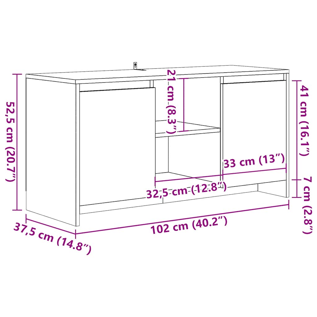 vidaXL TV ormarić Artisan hrast 102x37,5x52,5 cm izrađeno drvo