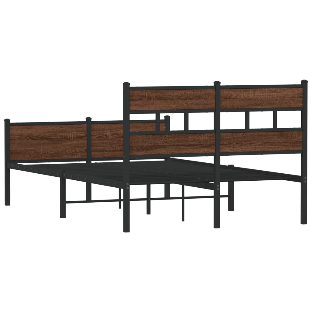 vidaXL Sängynrunko ilman patjaa ruskea tammi 120x200 cm tekninen puu