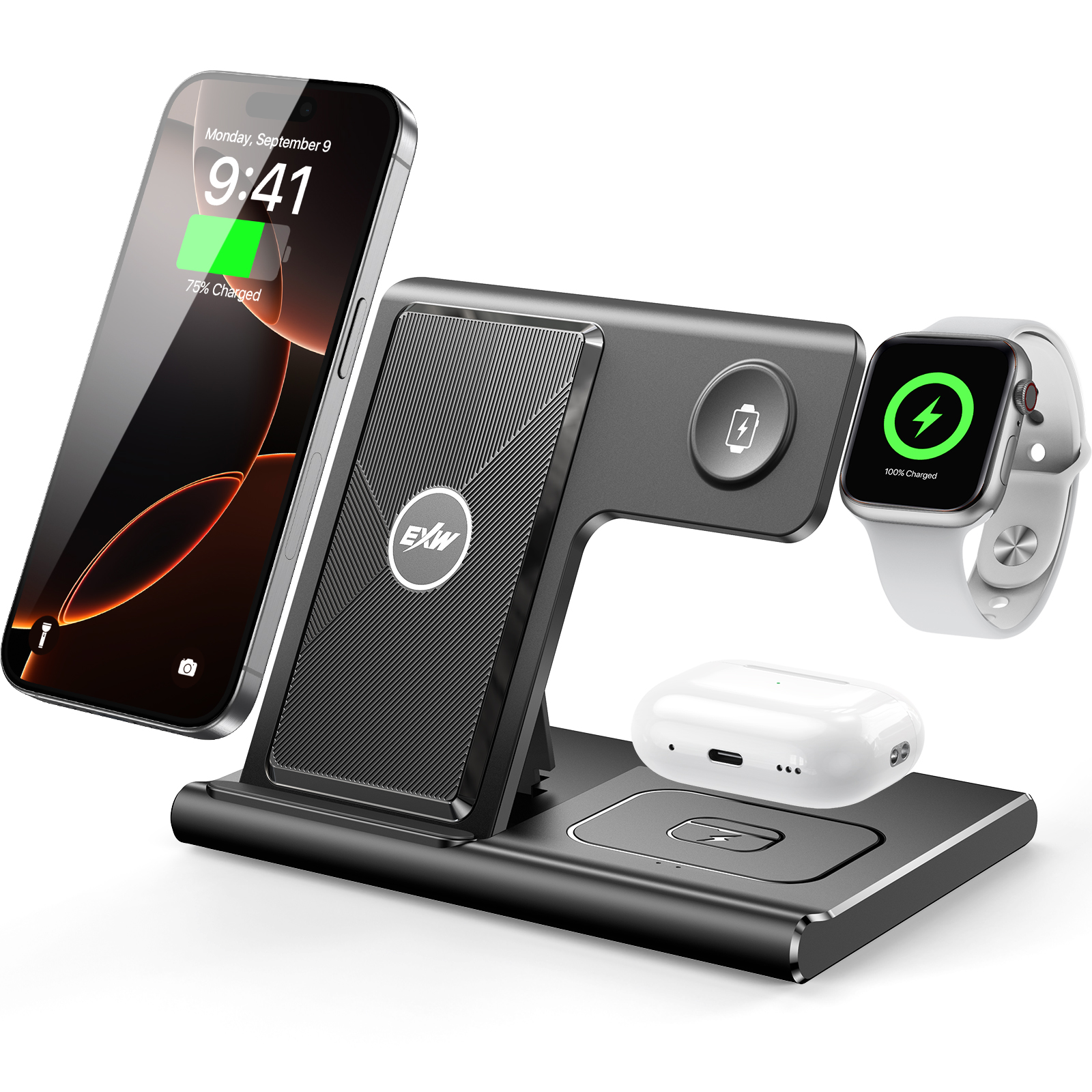 3 In 1 Wireless Charging Sation For Multiple Devices 15W Fast Charging Stand - Photo 9/10