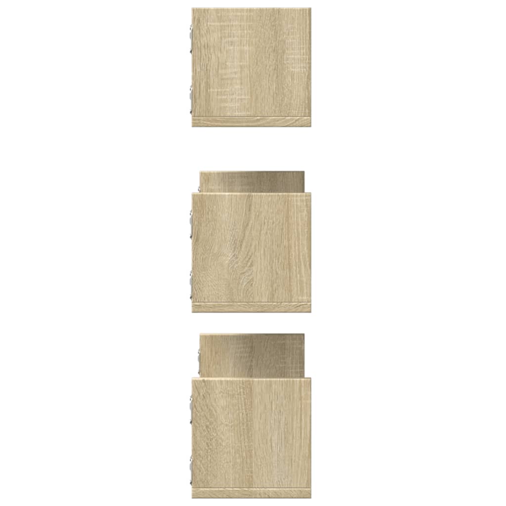 vidaXL Rafturi perete 3 buc. stejar sonoma 58x18x18 cm lemn prelucrat