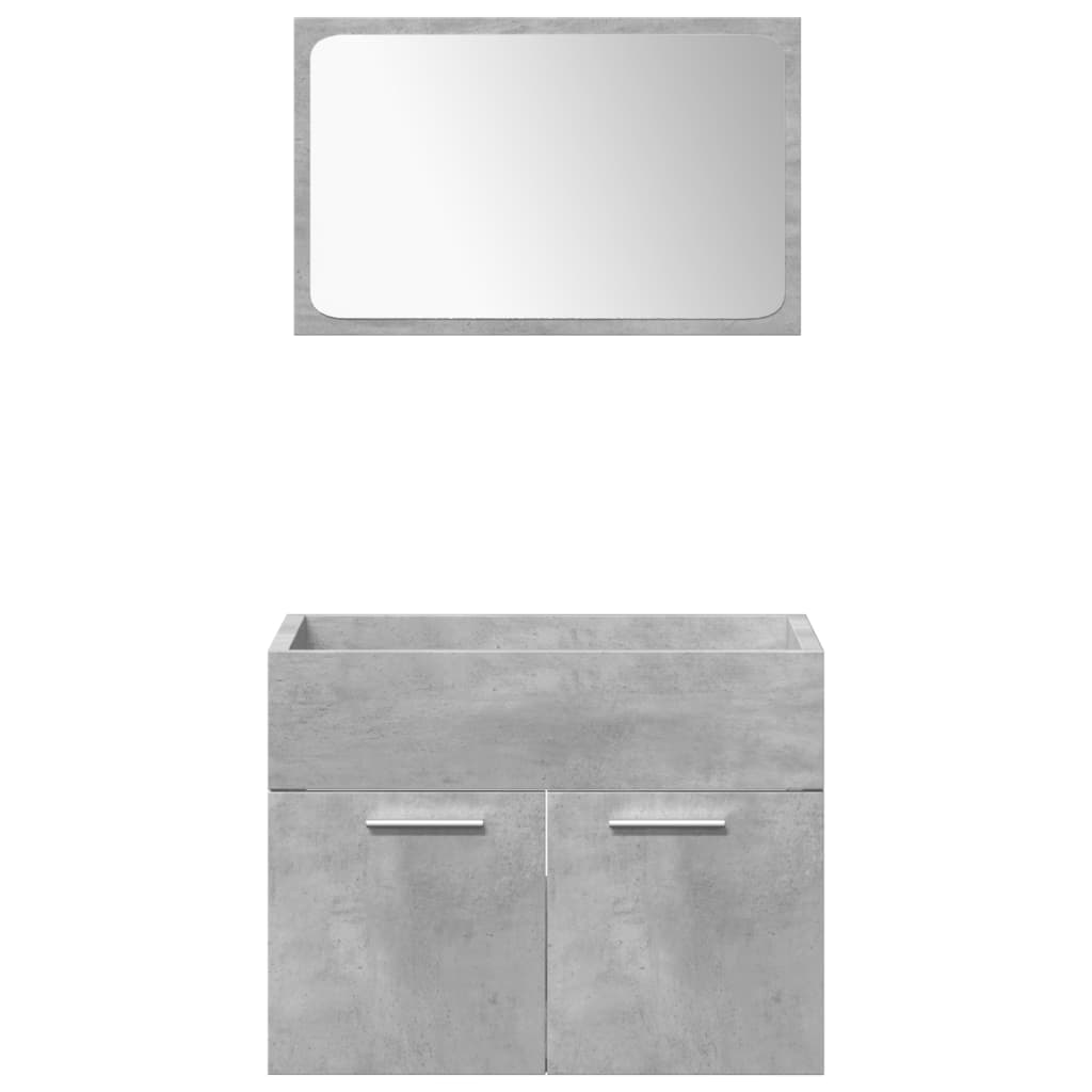 vidaXL Set mobilier de baie, 4 piese, gri beton, lemn compozit