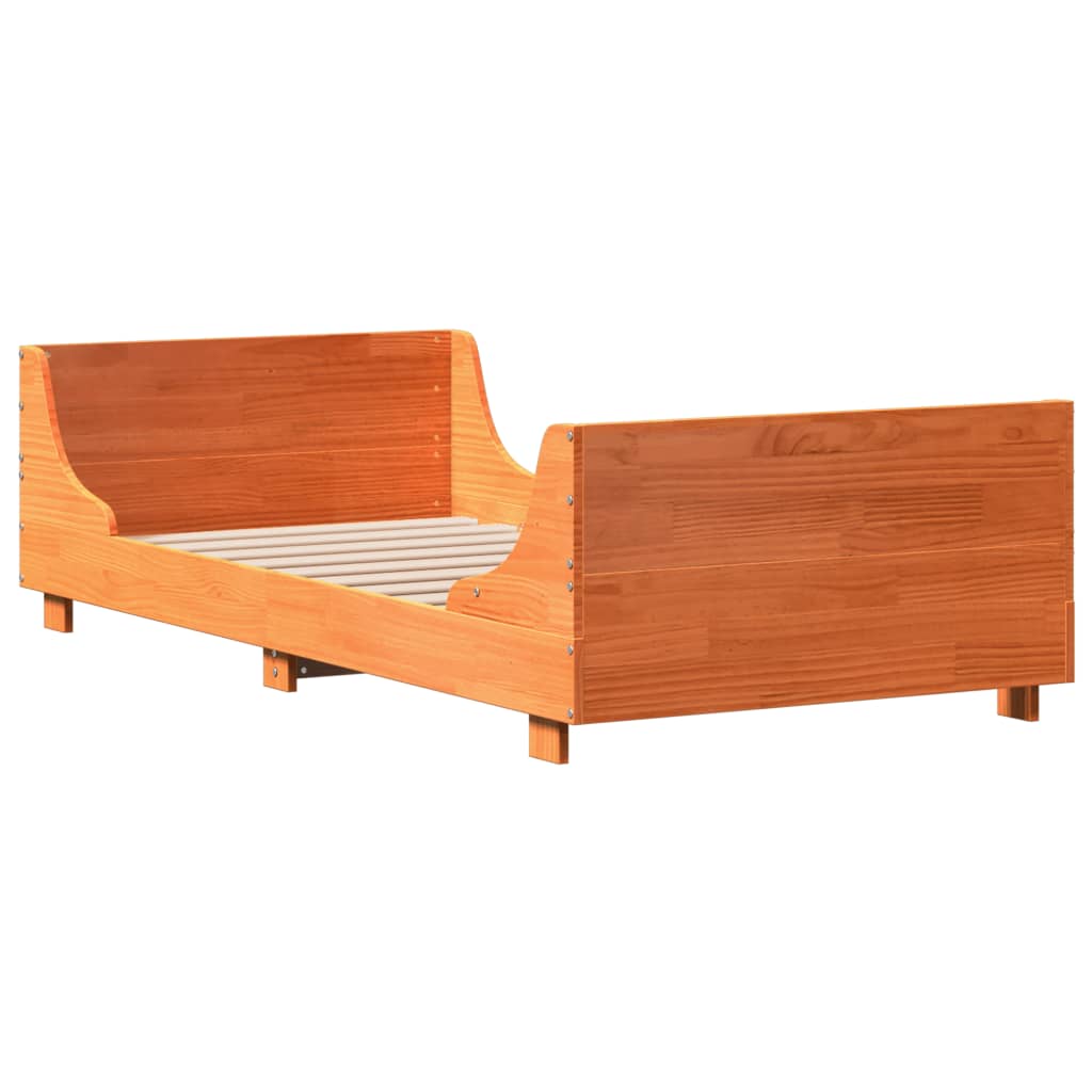 vidaXL Cadru pat fără saltea, maro ceruit, 90x190 cm, lemn masiv pin