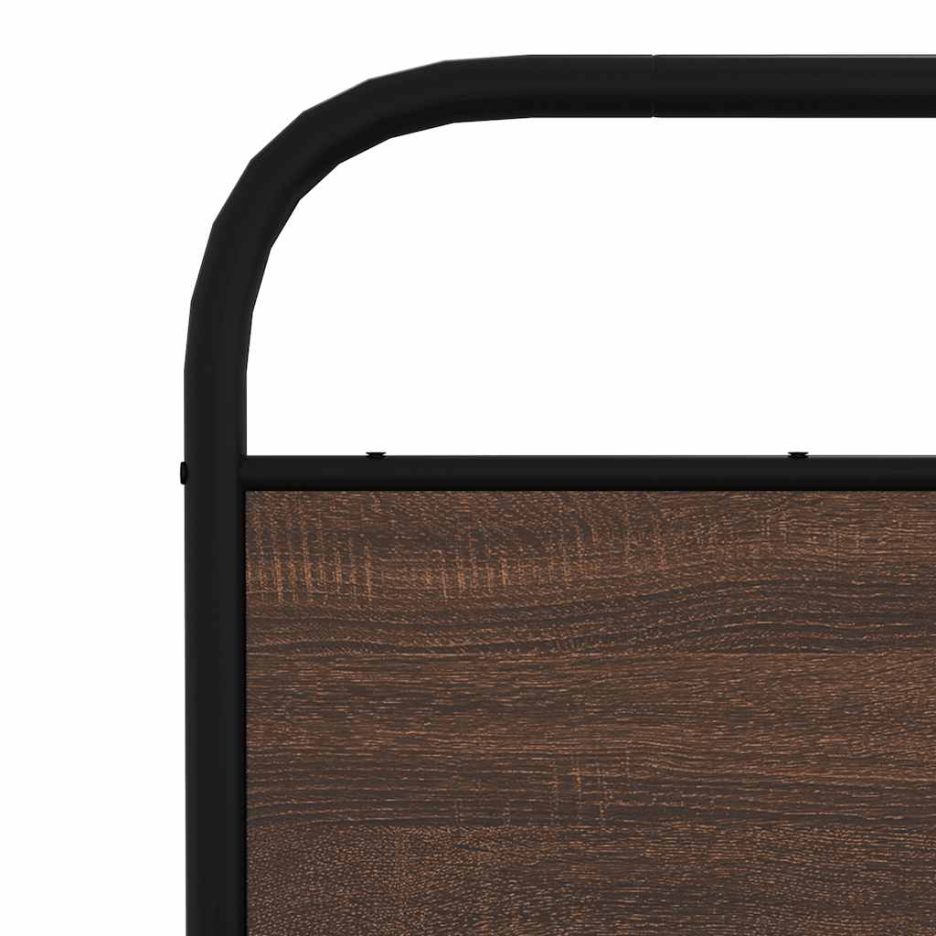 vidaXL Sängynpääty ruskea tammi 140 cm teräs ja tekninen puu