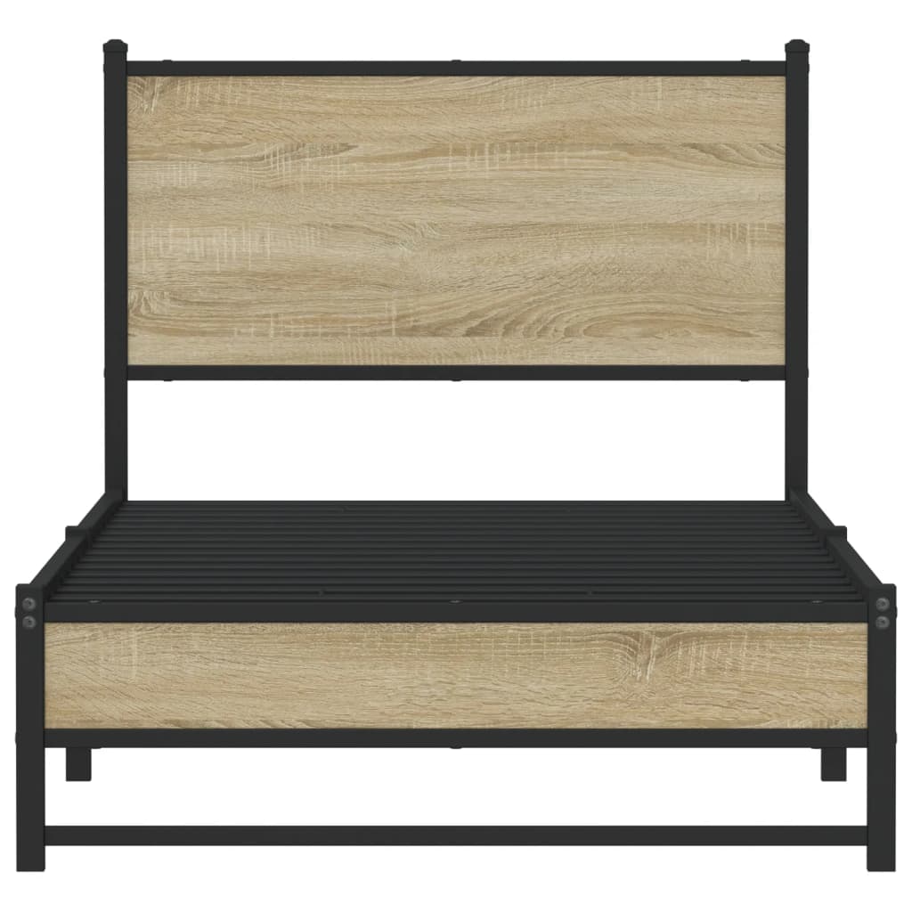 vidaXL Metal Bed Frame without Mattress Sonoma Oak 75x190 cm Small Single