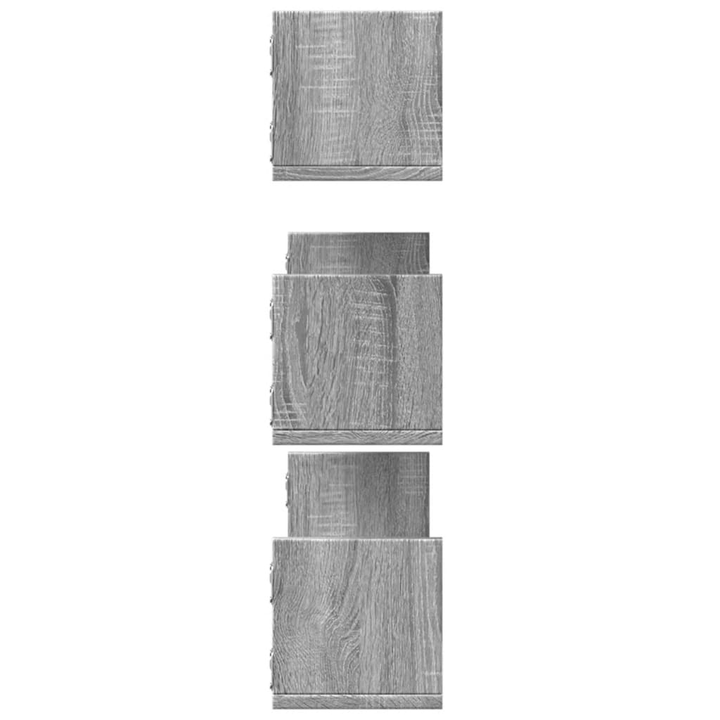 vidaXL Rafturi de perete 3 buc. gri sonoma 80x18x18 cm lemn prelucrat