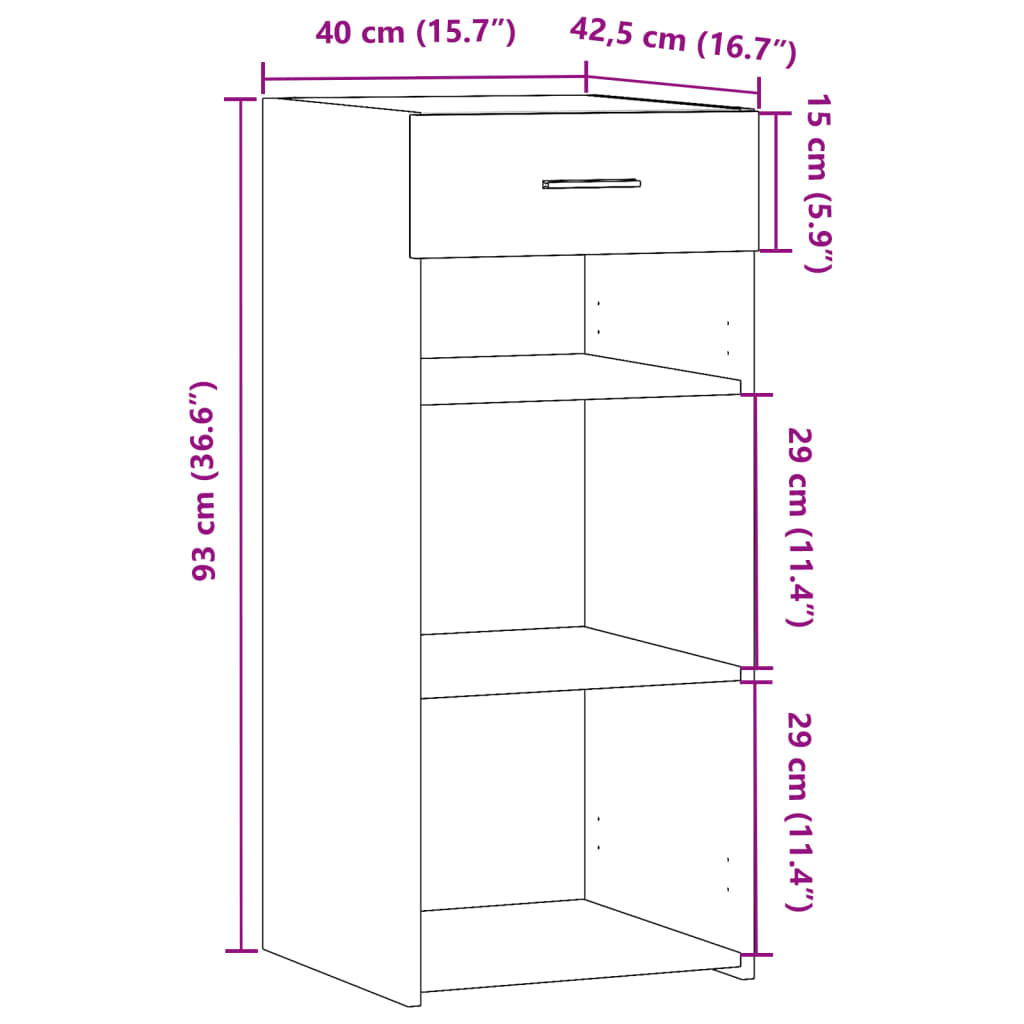 vidaXL Dulap, alb, 40x42,5x93 cm, lemn prelucrat
