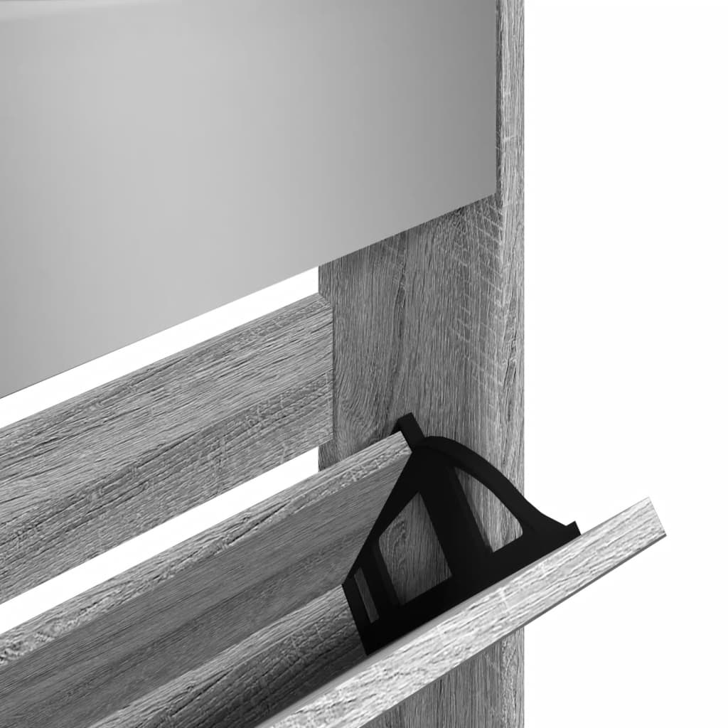 vidaXL Pantofar cu oglindă, 5 niveluri, gri sonoma, 63x17x169,5 cm