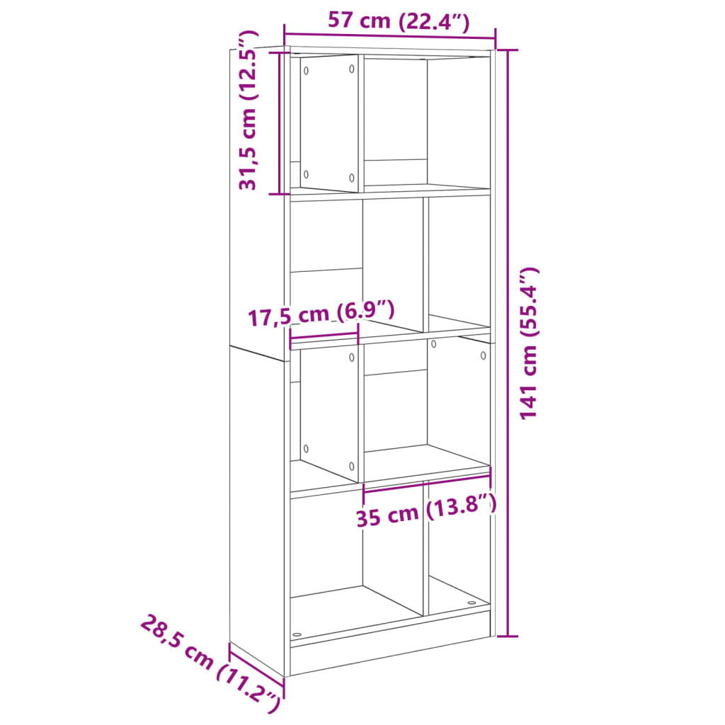vidaXL Bibliotecă, stejar sonoma, 57x28,5x141 cm, lemn prelucrat
