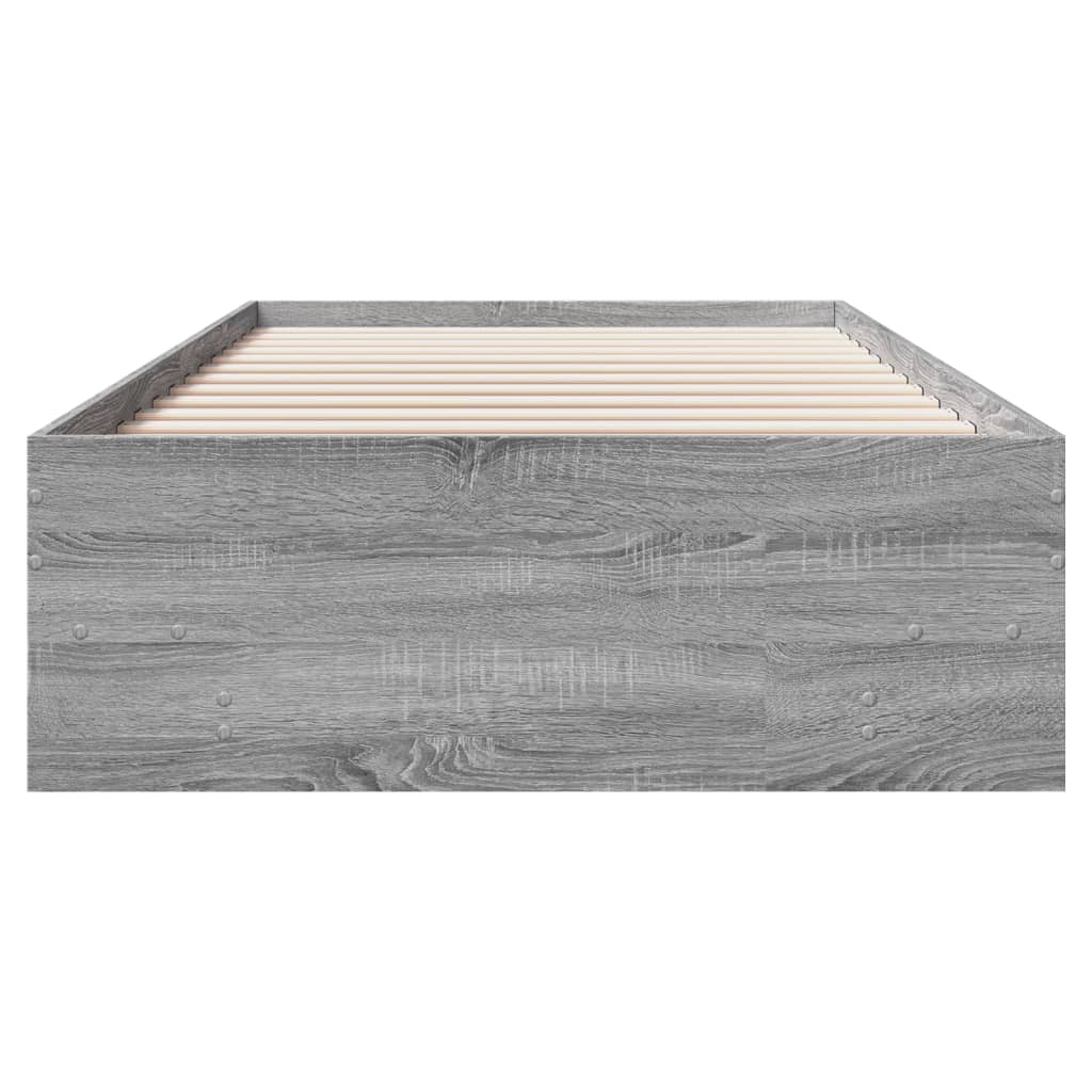 vidaXL Cadru de pat, gri sonoma, 100x200 cm, lemn prelucrat