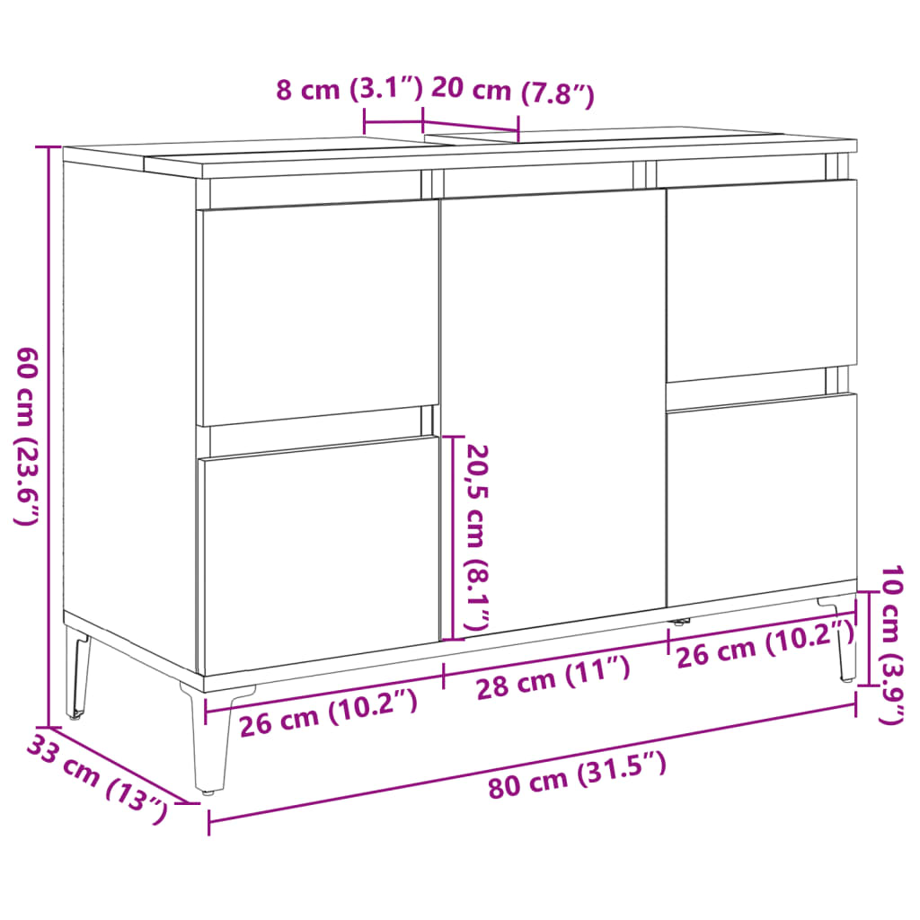 vidaXL valamukapp Vana puit 80x33x60 cm Engineered Wood