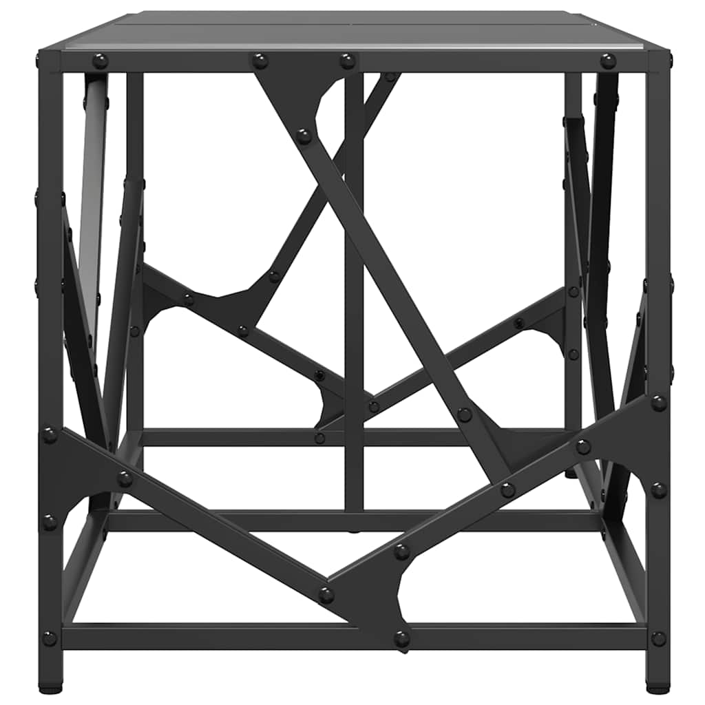 vidaXL Măsuță de cafea, blat din sticlă negră, 78,5x40x41 cm, oțel