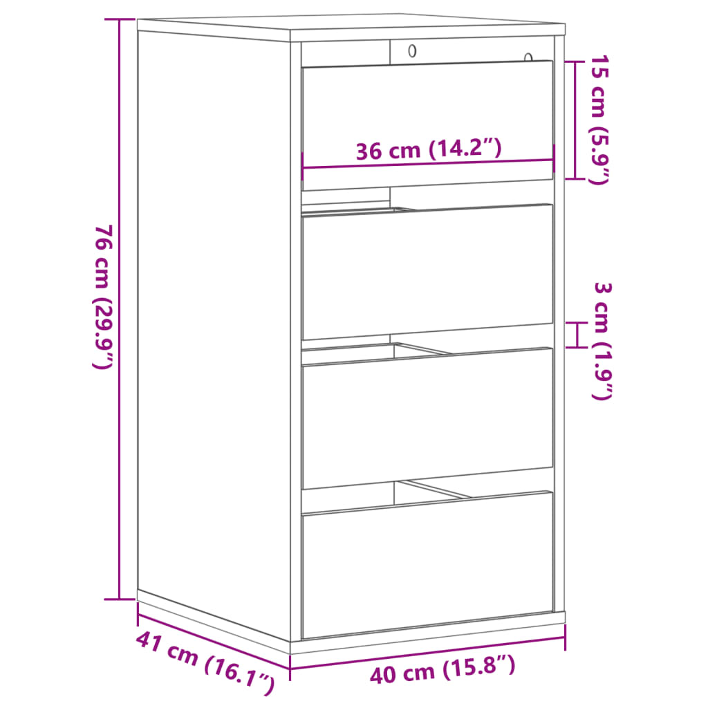 vidaXL Dulap colț cu sertare stejar sonoma 40x41x76 cm lemn prelucrat