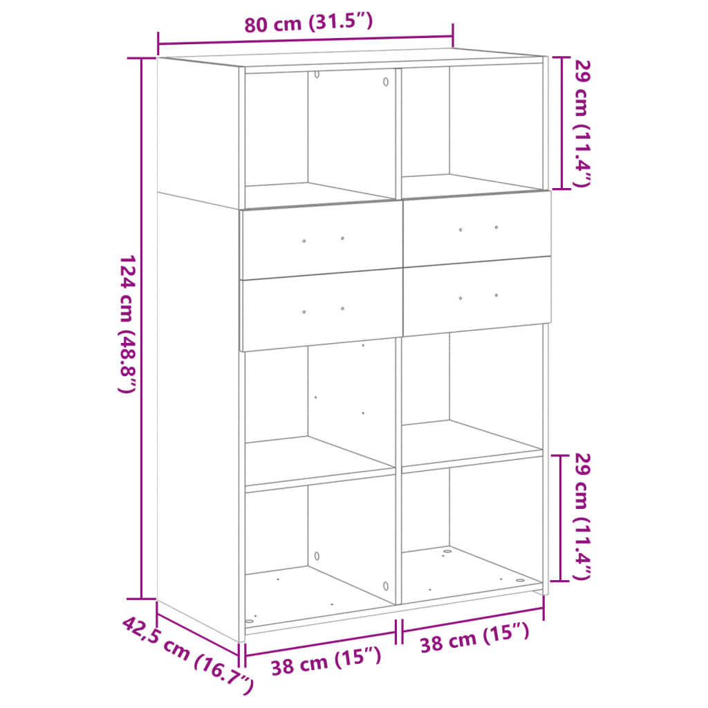 vidaXL Dulap înalt, negru, 80x42,5x124 cm, lemn prelucrat