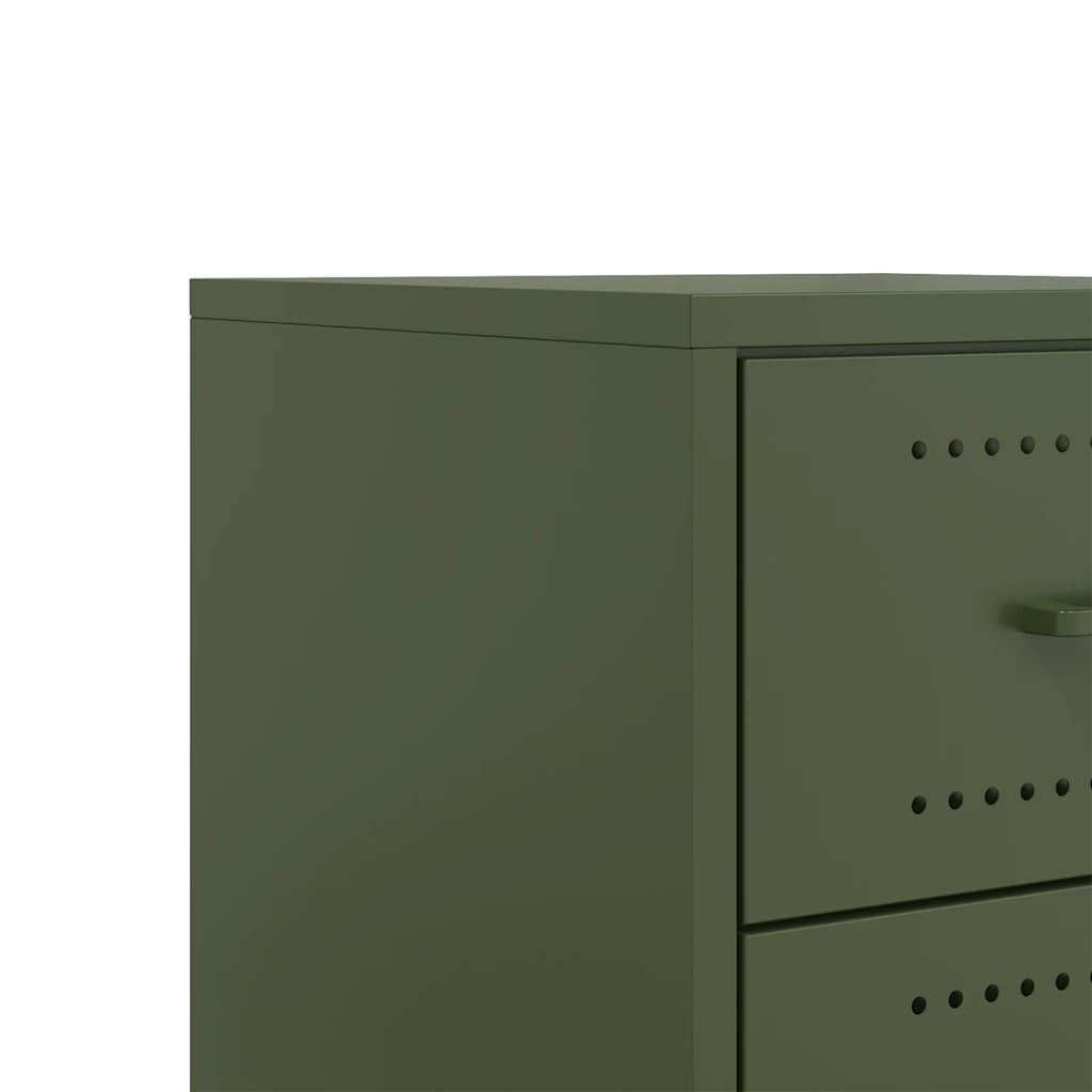 vidaXL Table de chevet vert olive 36x39x43,5 cm acier