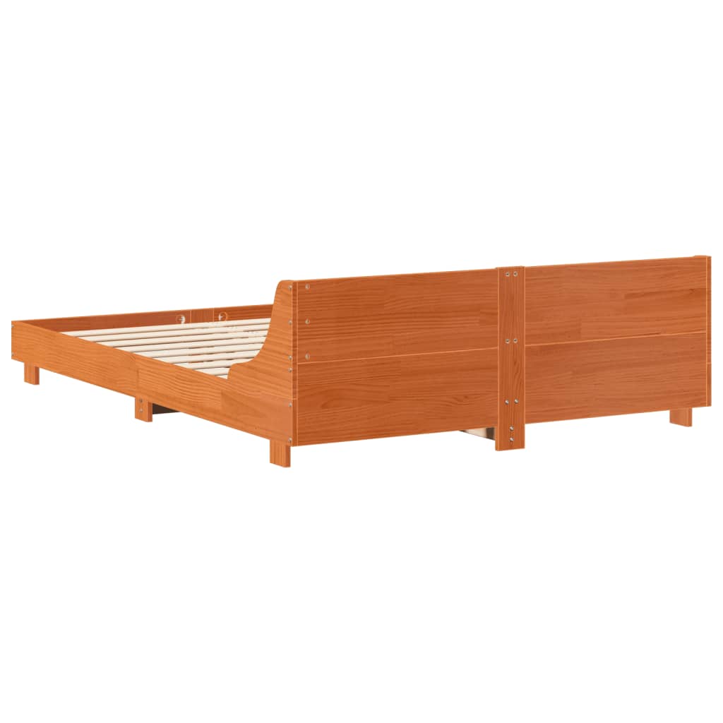 vidaXL Cadru pat fără saltea, maro ceruit, 120x190 cm, lemn masiv pin