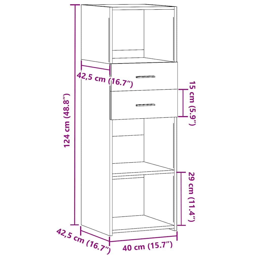 vidaXL Dulap înalt, alb, 40x42,5x124 cm, lemn prelucrat