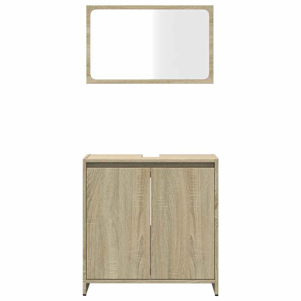 vidaXL Set mobilier de baie, 2 piese, stejar sonoma, lemn prelucrat